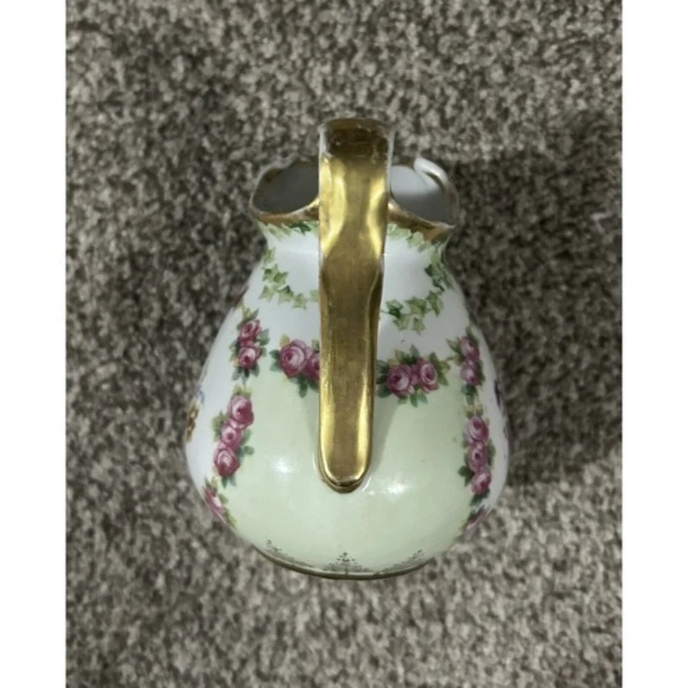 2PC Antique Limoges Coronet Porcelain Plate Royal‎ Bayneuth Creamer Pitcher Gold